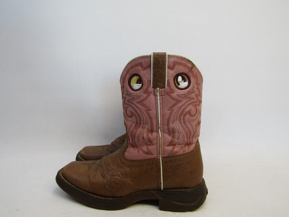Durango Little Youth Size 3 M Pink Brown Leather Buckaroo Cowboy Western Boots